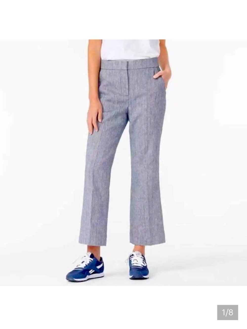 J. Crew Hayden Cropped Navy Herringbone Linen Pants 0